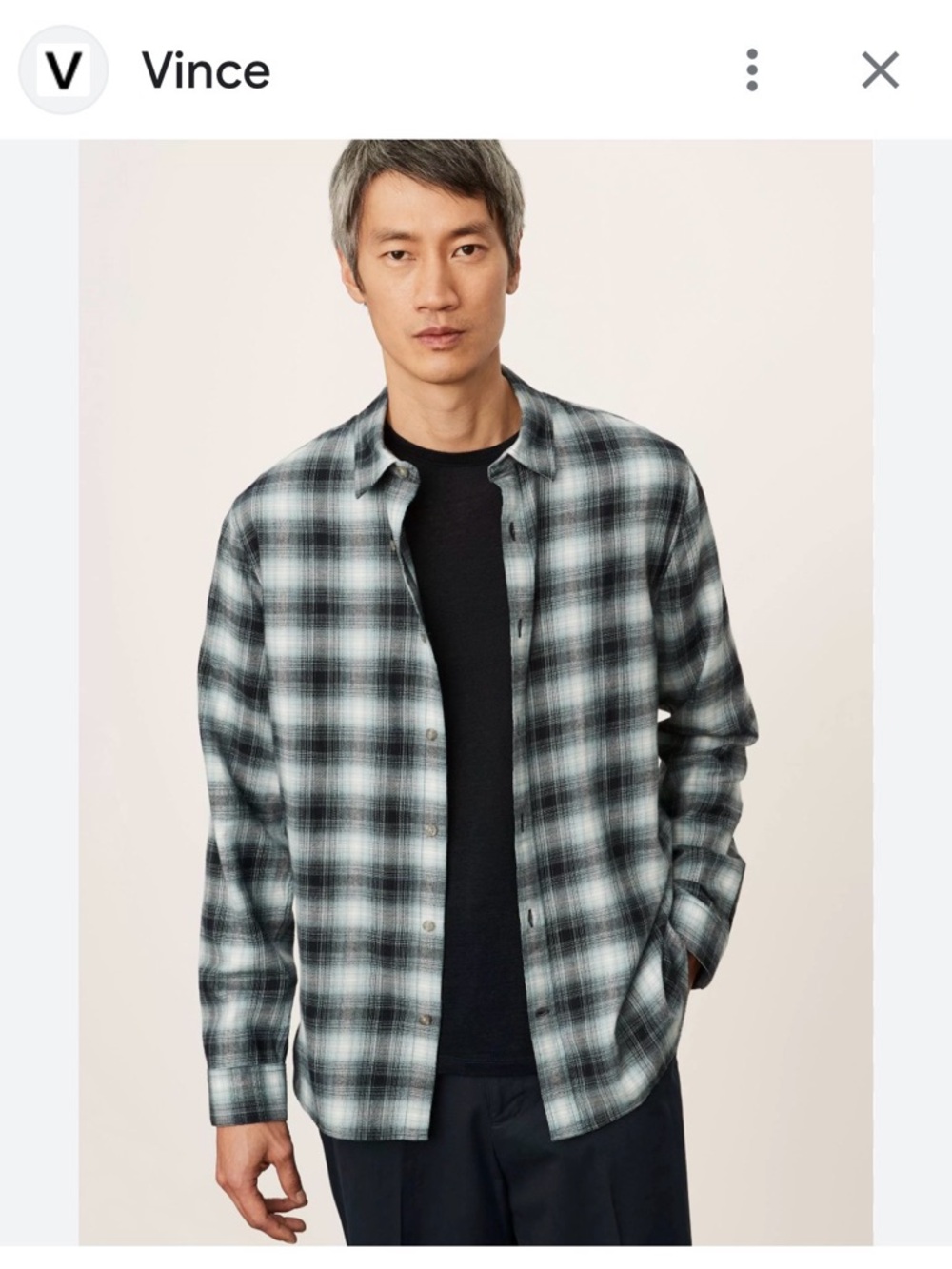 Vince Black & Gray Plaid Long-Sleeve Button-Down Shirt